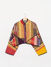 The Kaira Cropped Quilted Patchwork Kantha Jacket