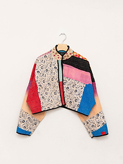 The Kaira Cropped Quilted Patchwork Kantha Jacket