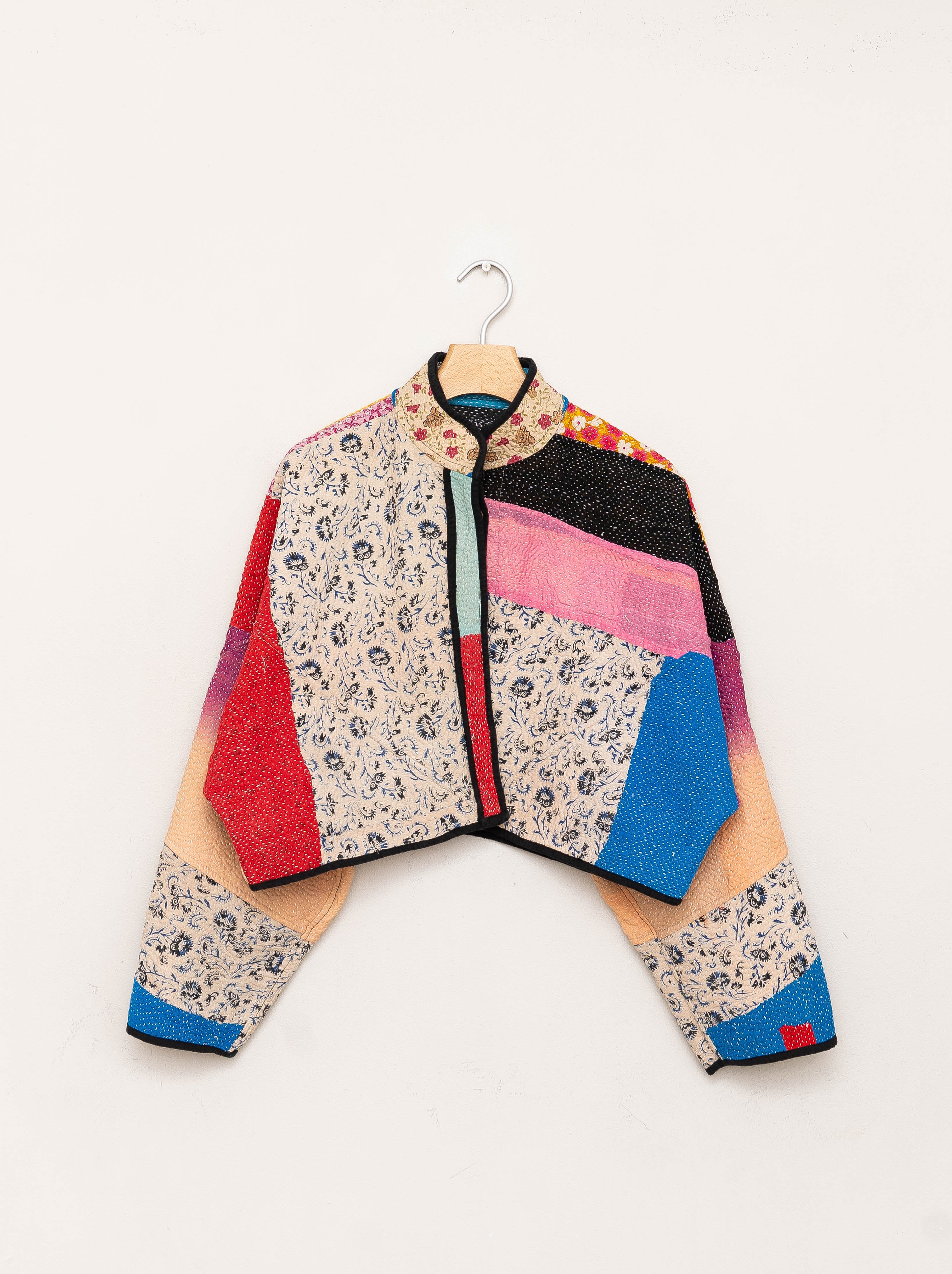 The Kaira Cropped Quilted Patchwork Kantha Jacket