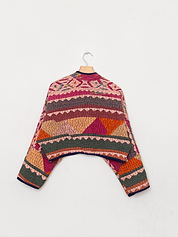 The Kaira Cropped Suzani Cut Out Kantha Jacket