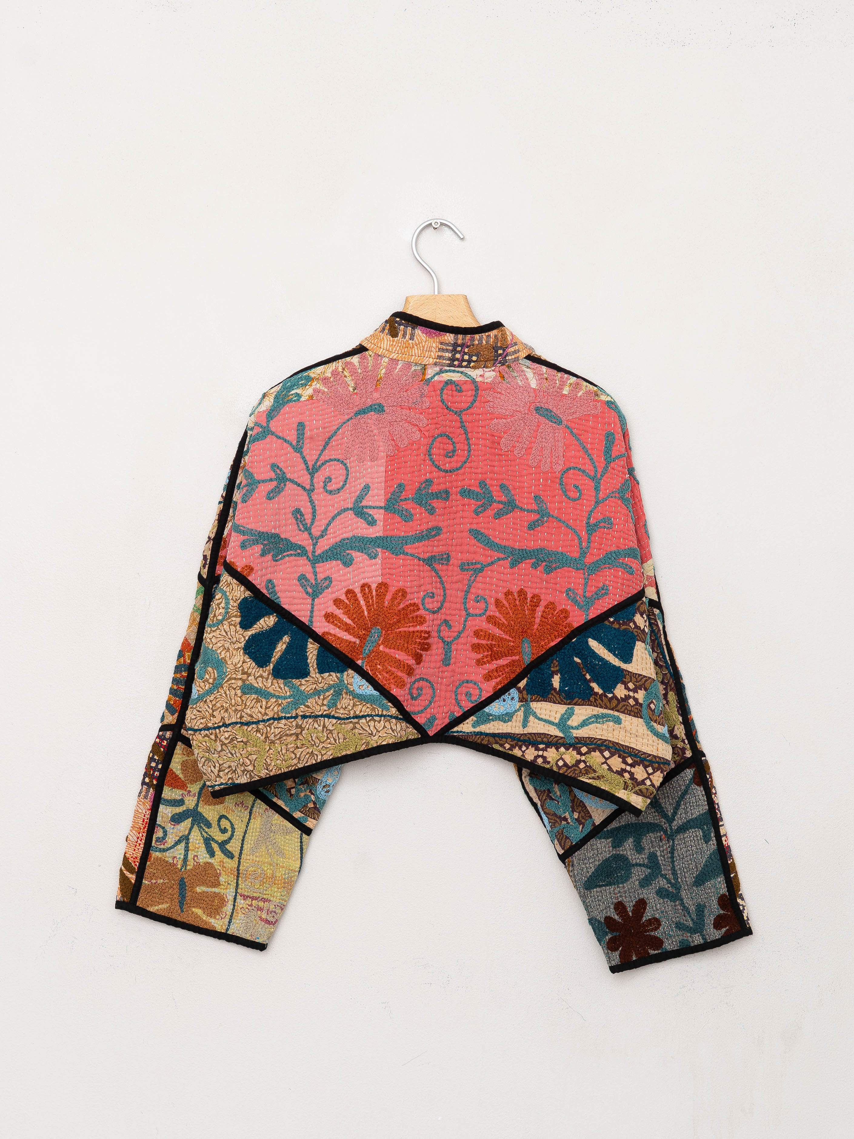 The Kaira Cropped Suzani Quilted Kantha Jacket