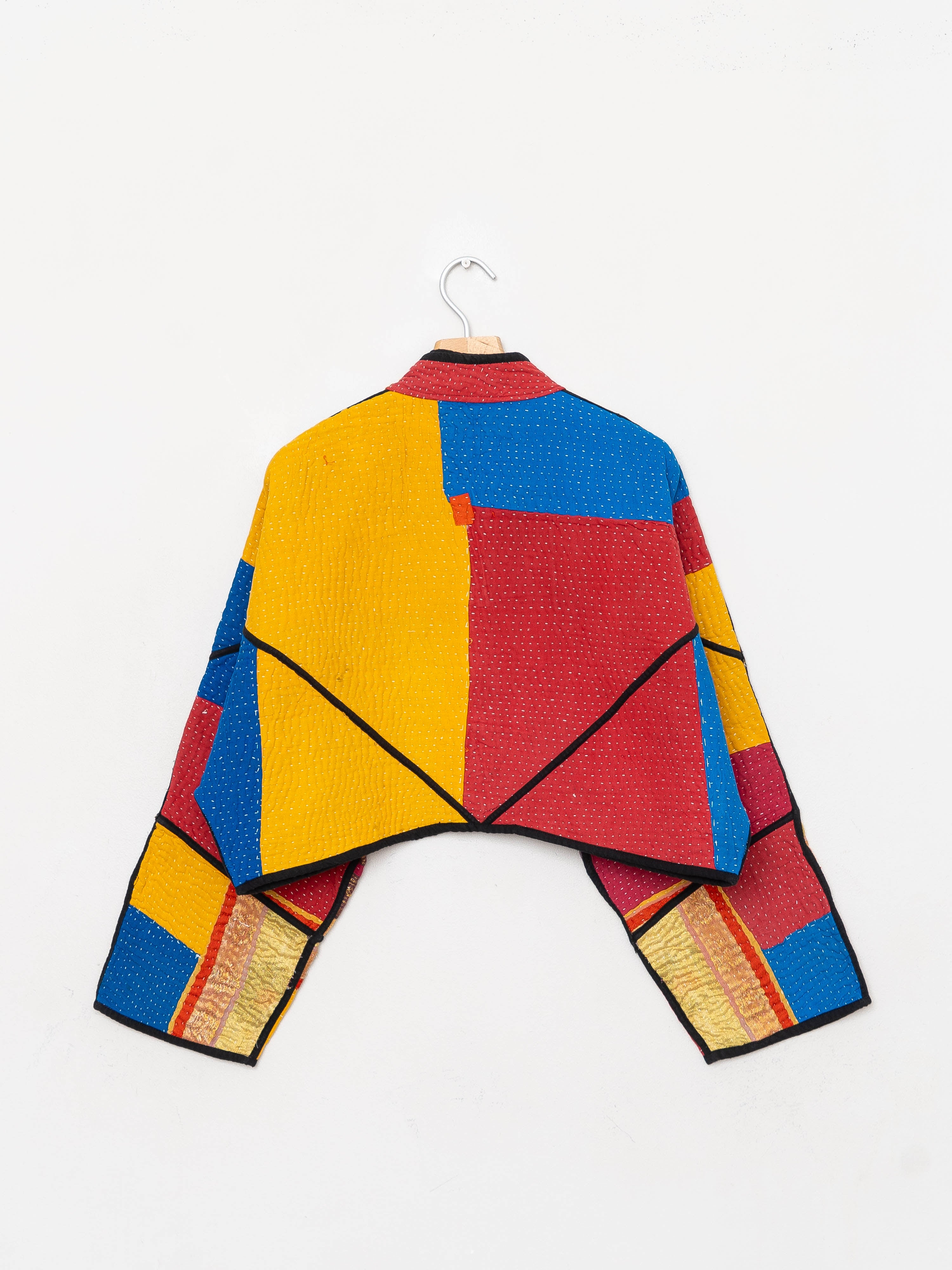 The Kaira Cropped Quilted Patchwork Kantha Jacket