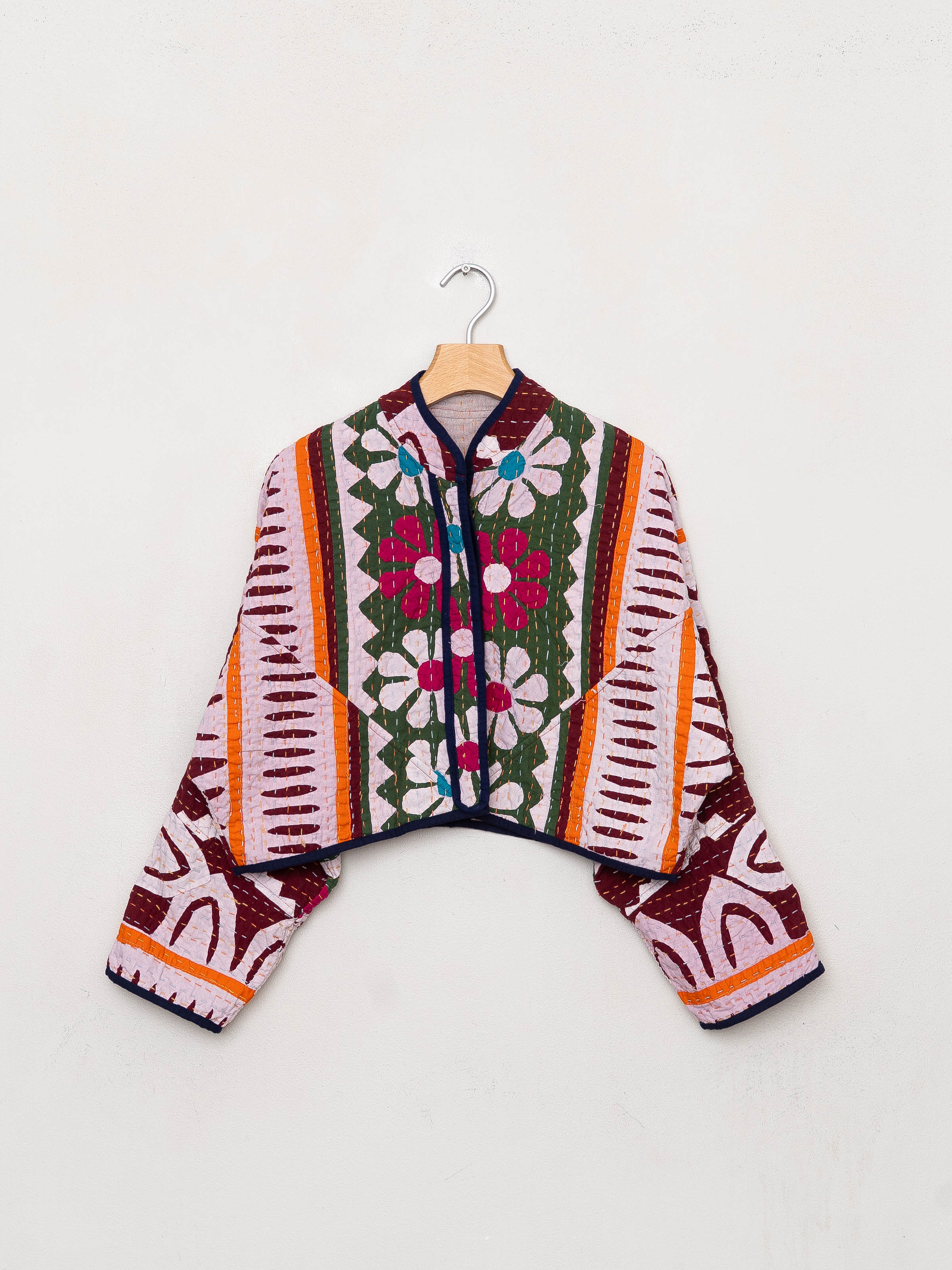 The Kaira Cropped Suzani Cut Out Kantha Jacket