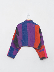 The Kaira Cropped Quilted Patchwork Kantha Jacket