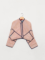 The Kaira Cropped Suzani Cut Out Kantha Jacket