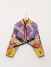 The Kaira Cropped Suzani Quilted Kantha Jacket