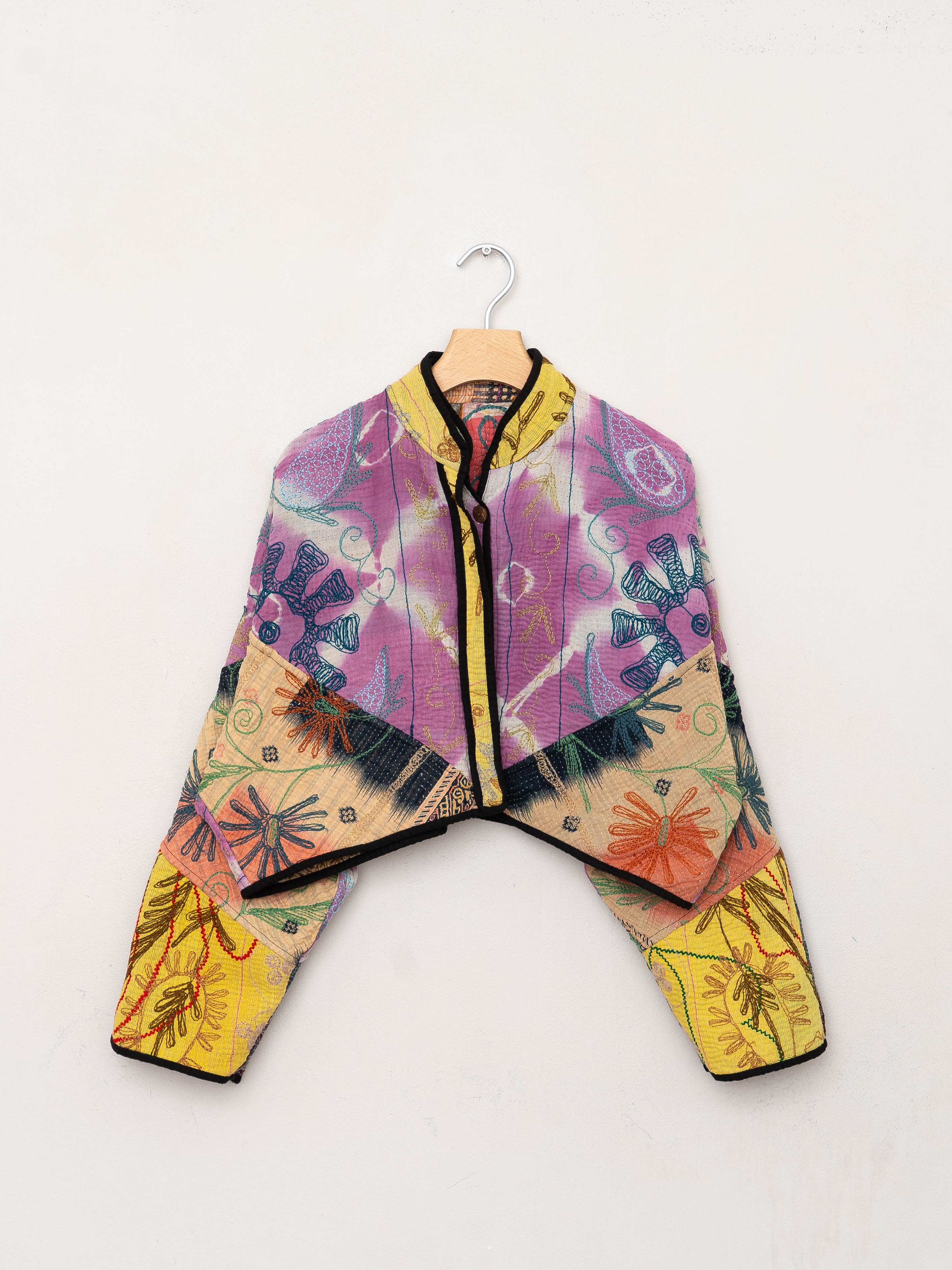 The Kaira Cropped Suzani Quilted Kantha Jacket