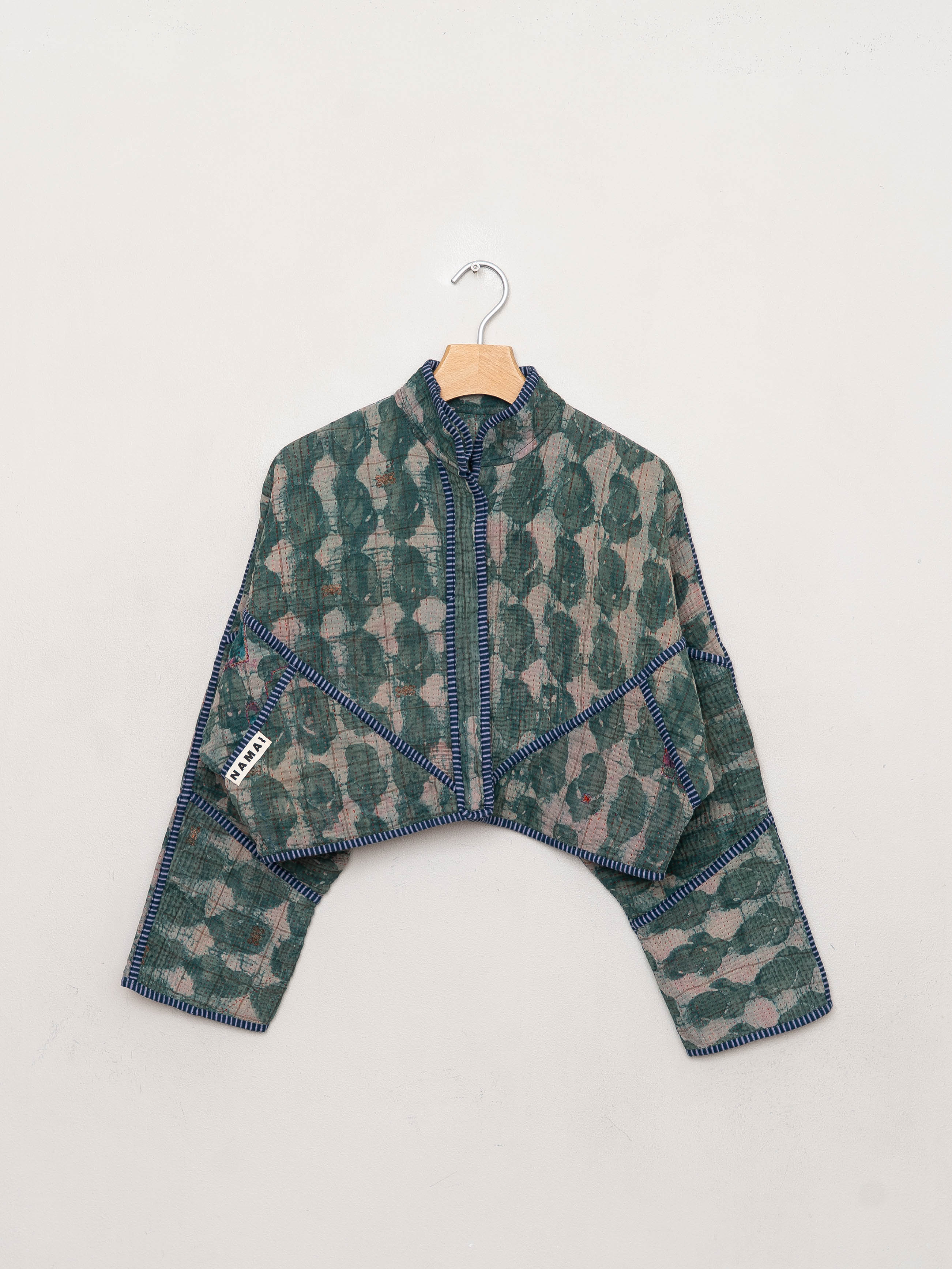 The Kaira Cropped Quilted Indigo Kantha Jacket