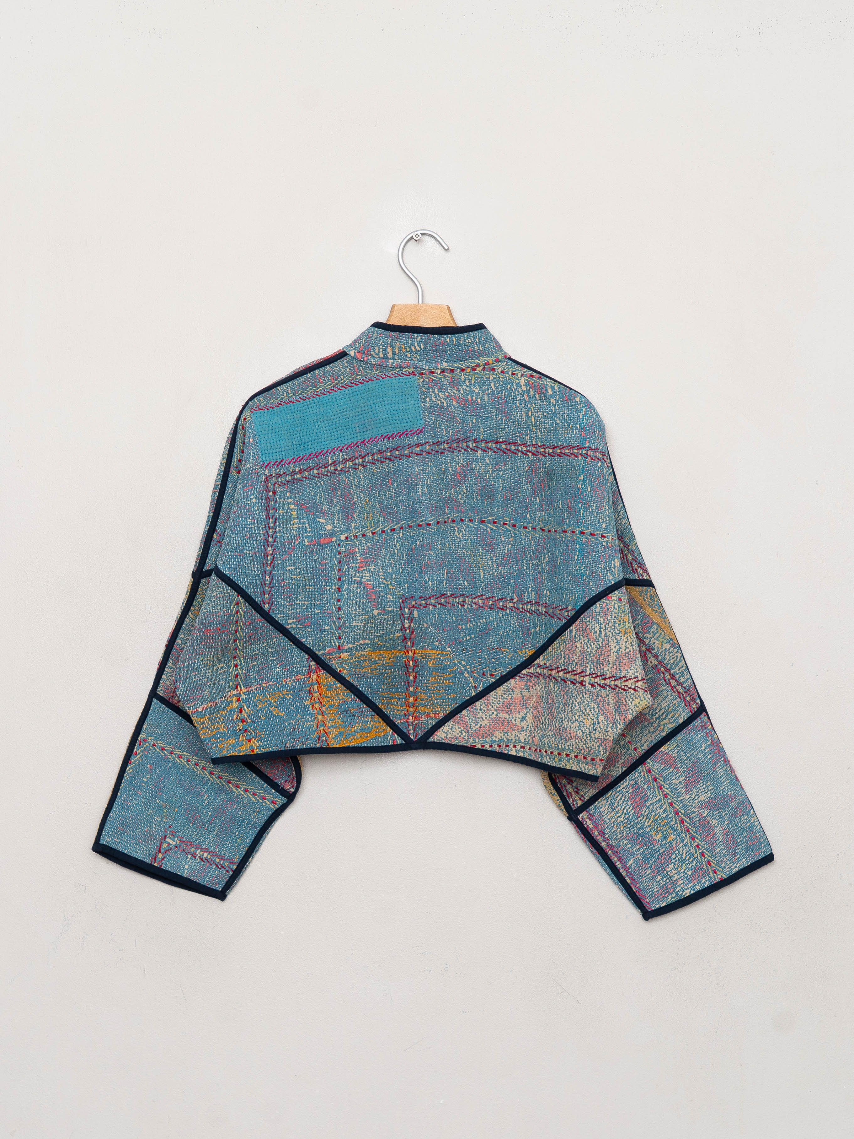 The Kaira Cropped Quilted Patchwork Kantha Jacket