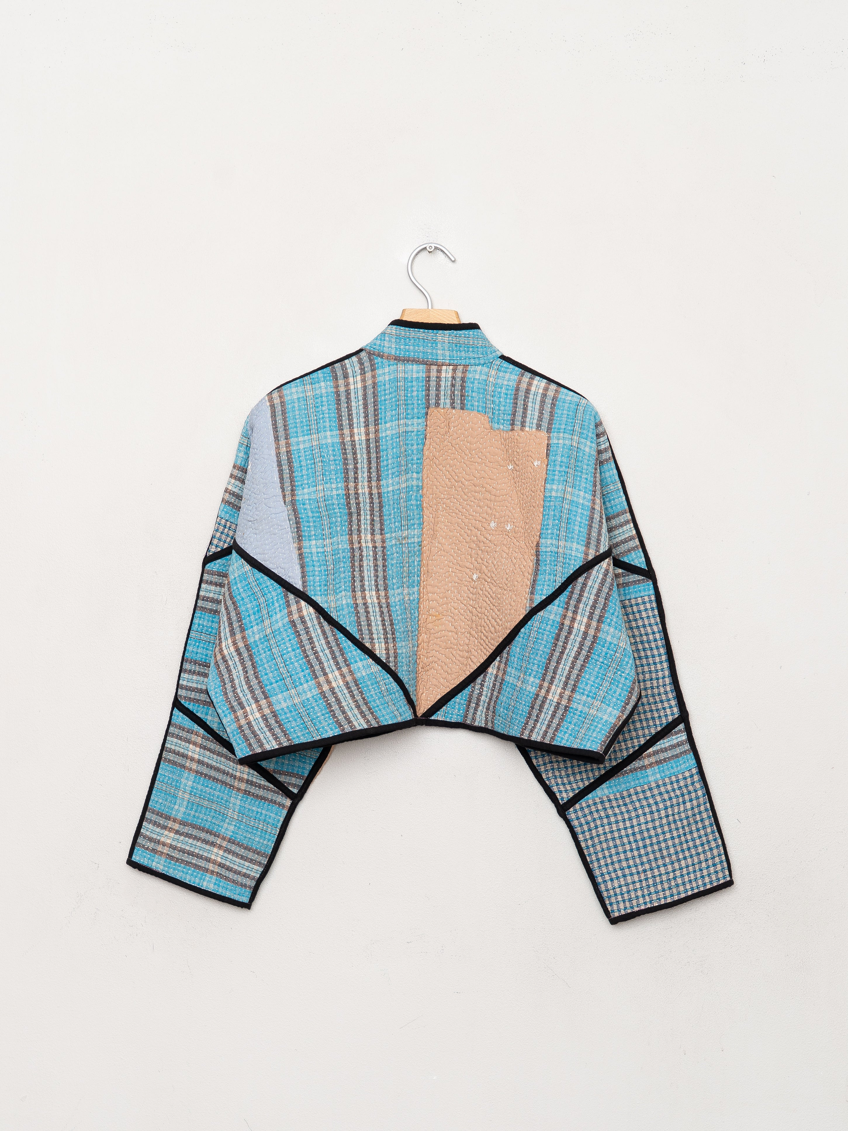 The Kaira Cropped Quilted Patchwork Kantha Jacket