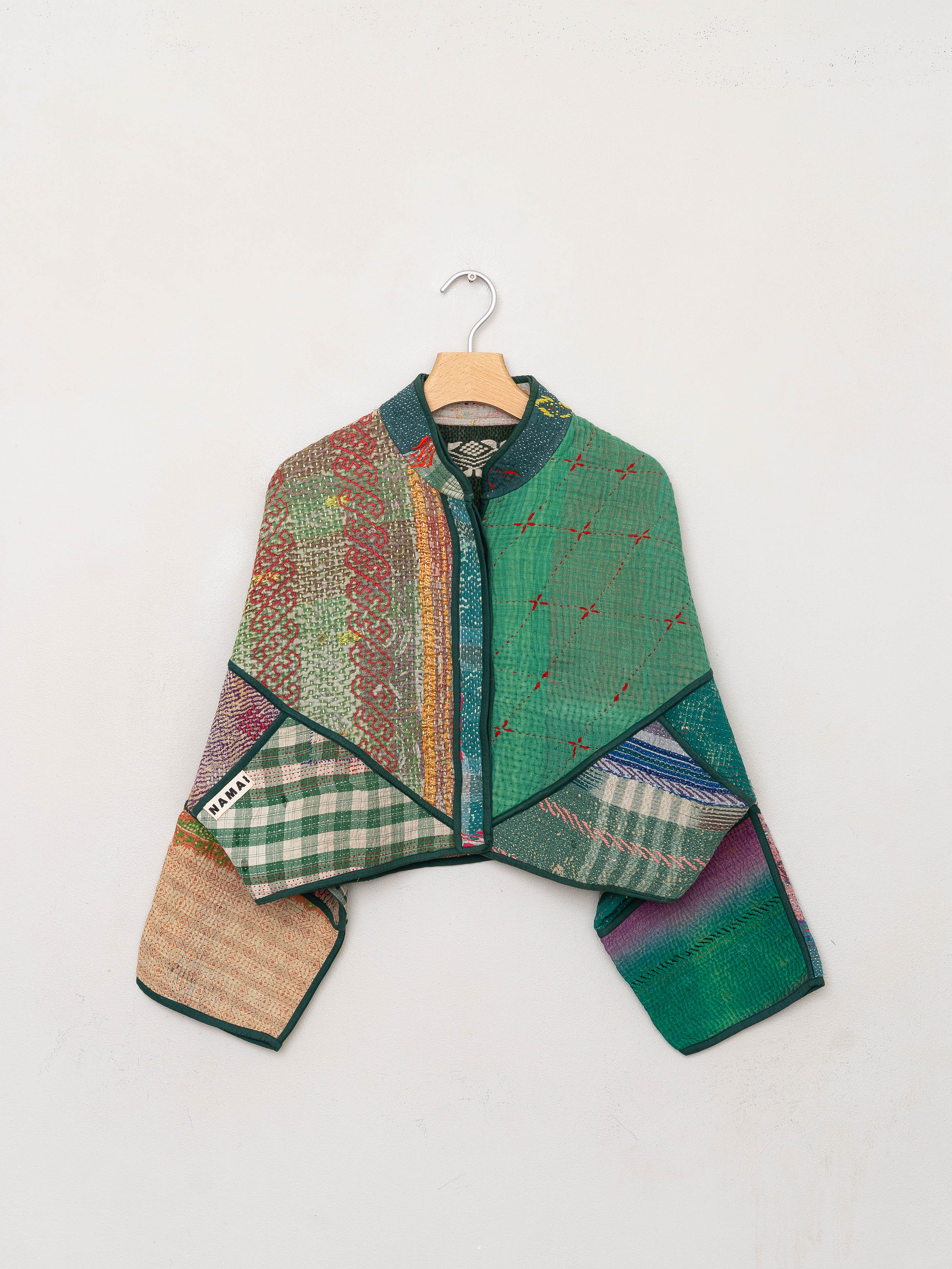 The Kaira Cropped Suzani Quilted Kantha Jacket