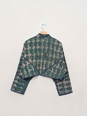 The Kaira Cropped Quilted Indigo Kantha Jacket
