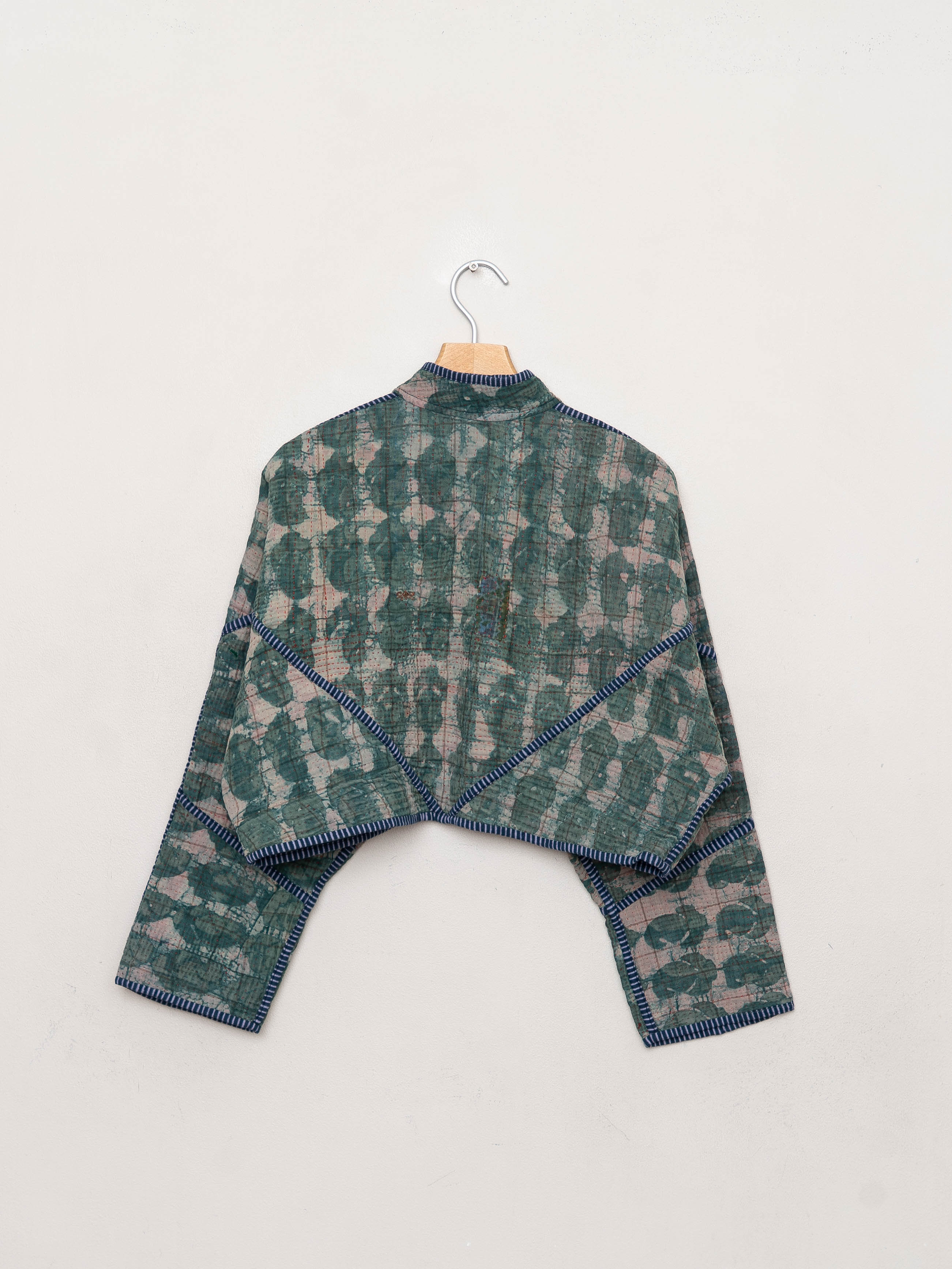The Kaira Cropped Quilted Indigo Kantha Jacket