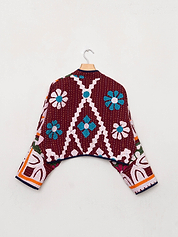 The Kaira Cropped Suzani Cut Out Kantha Jacket