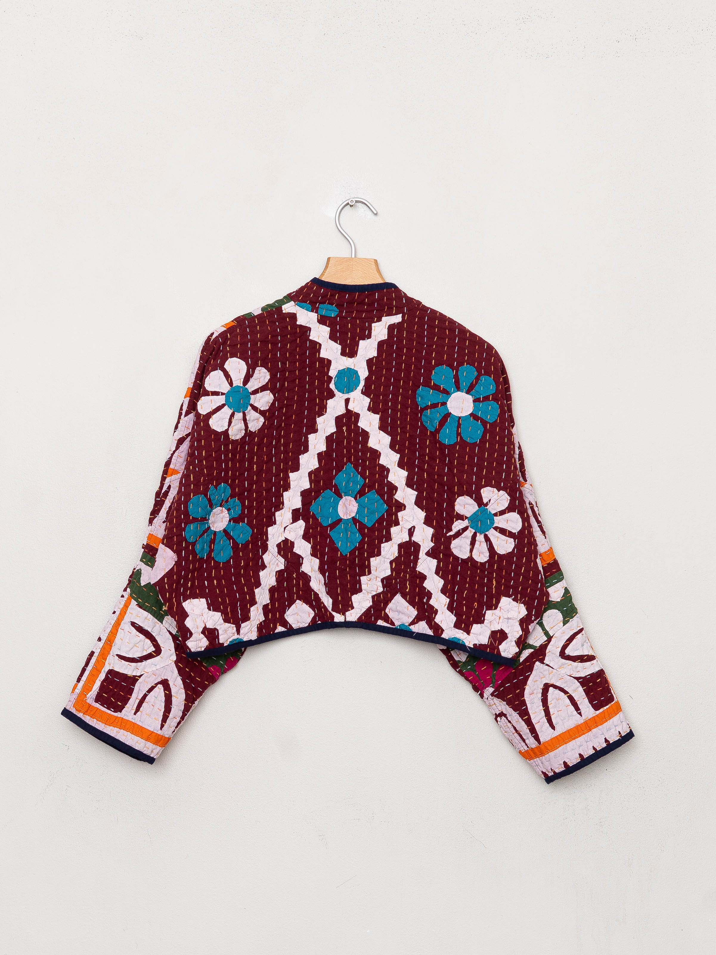 The Kaira Cropped Suzani Cut Out Kantha Jacket