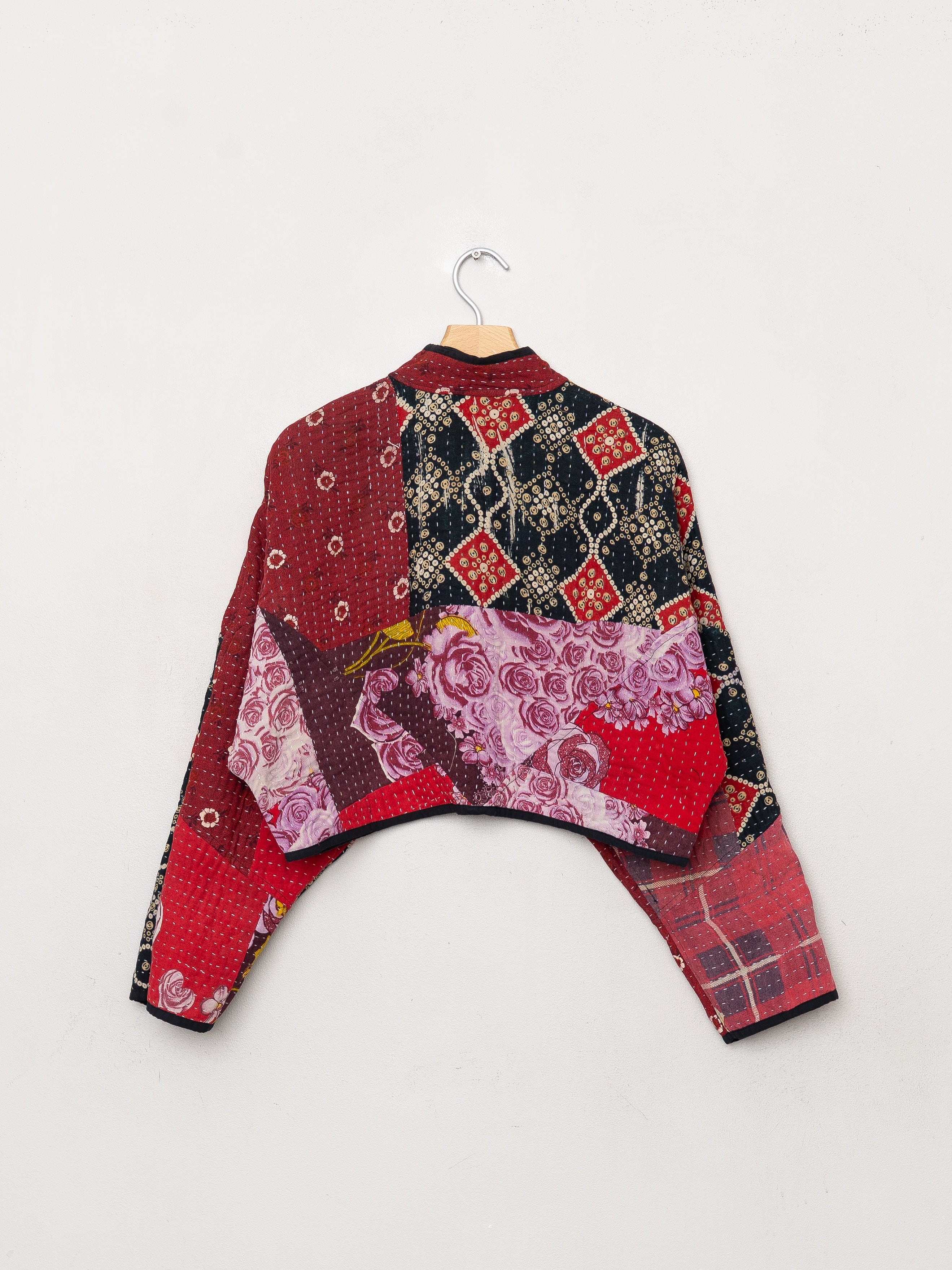The Kaira Cropped Quilted Patchwork Kantha Jacket