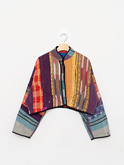 The Kaira Cropped Quilted Patchwork Kantha Jacket
