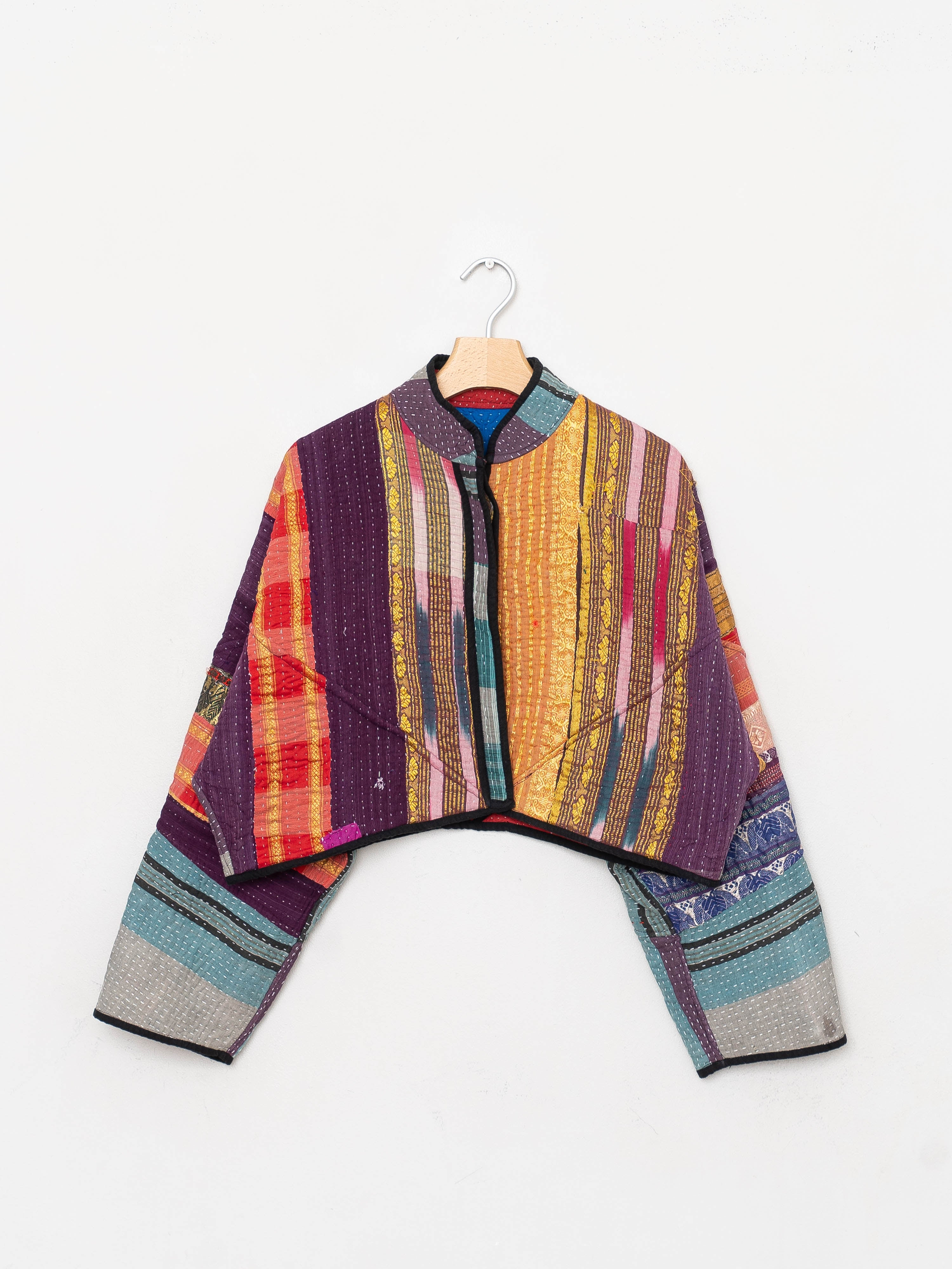 The Kaira Cropped Quilted Patchwork Kantha Jacket
