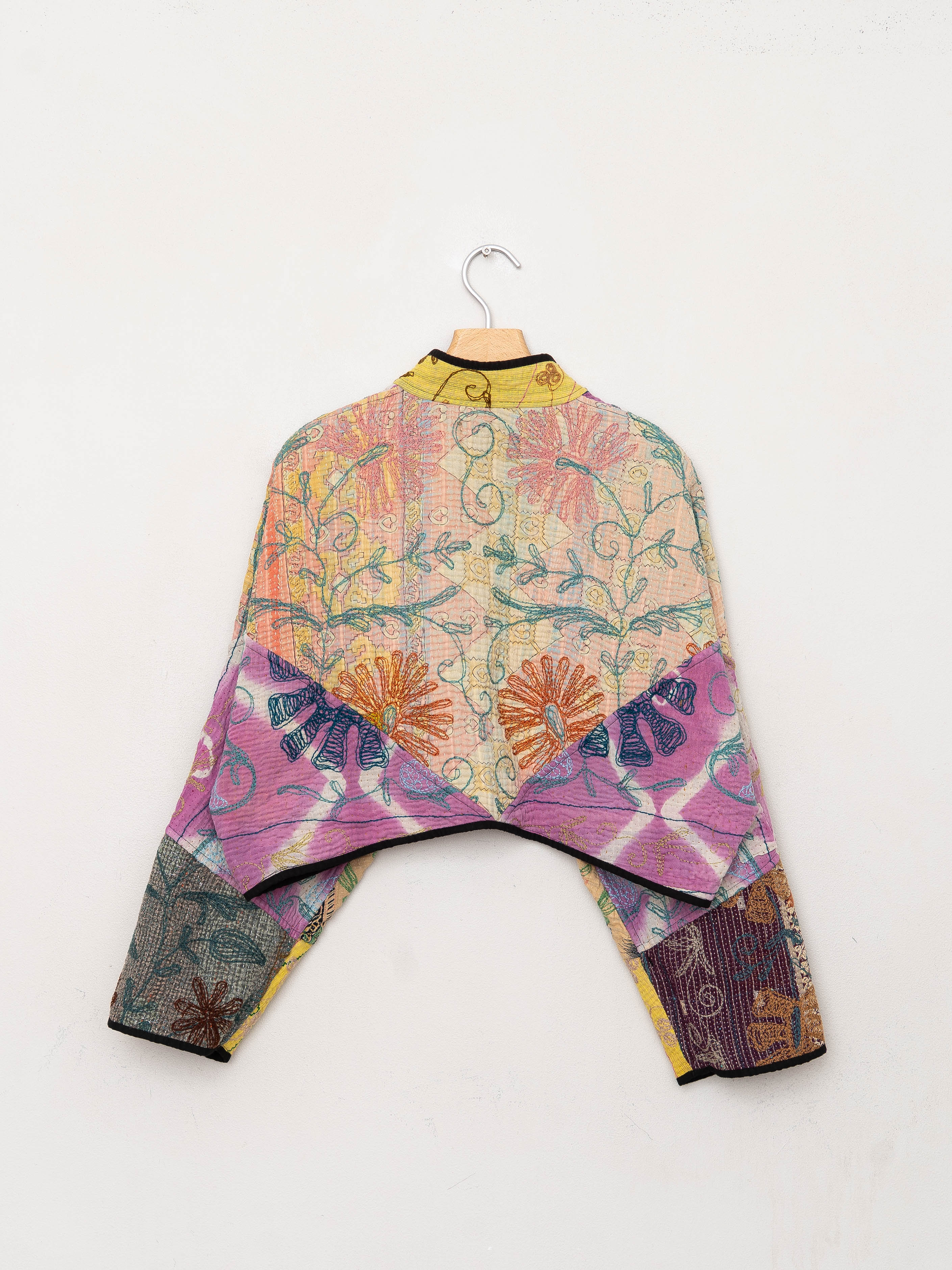The Kaira Cropped Suzani Quilted Kantha Jacket
