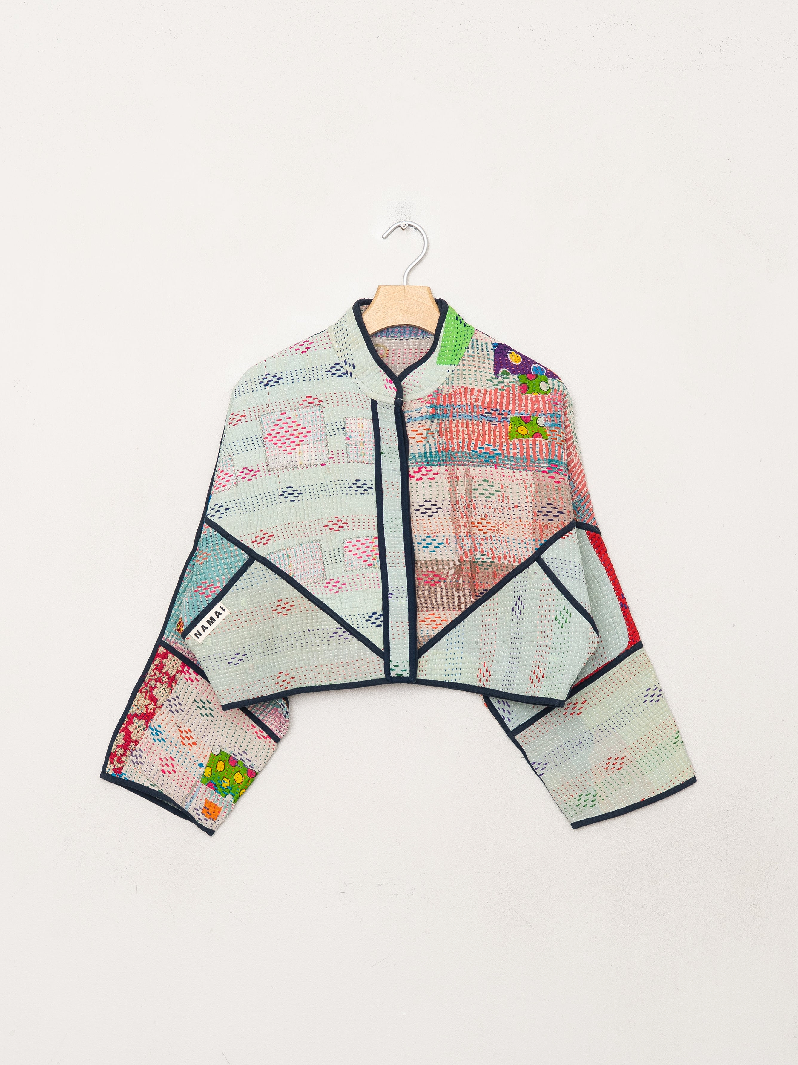The Kaira Cropped Quilted Patchwork Kantha Jacket
