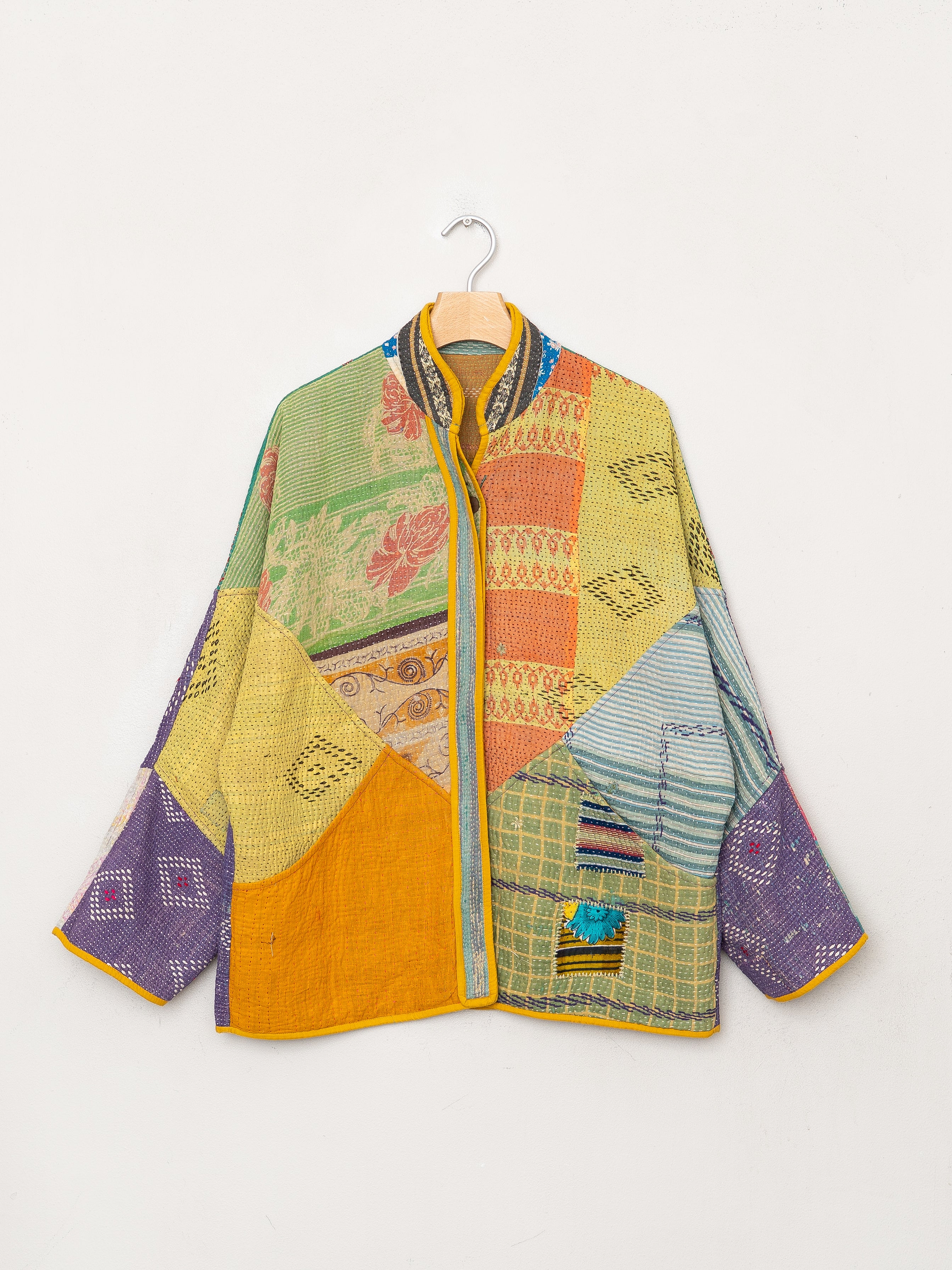 The Ladhiya Quilted Patchwork Kantha Jacket
