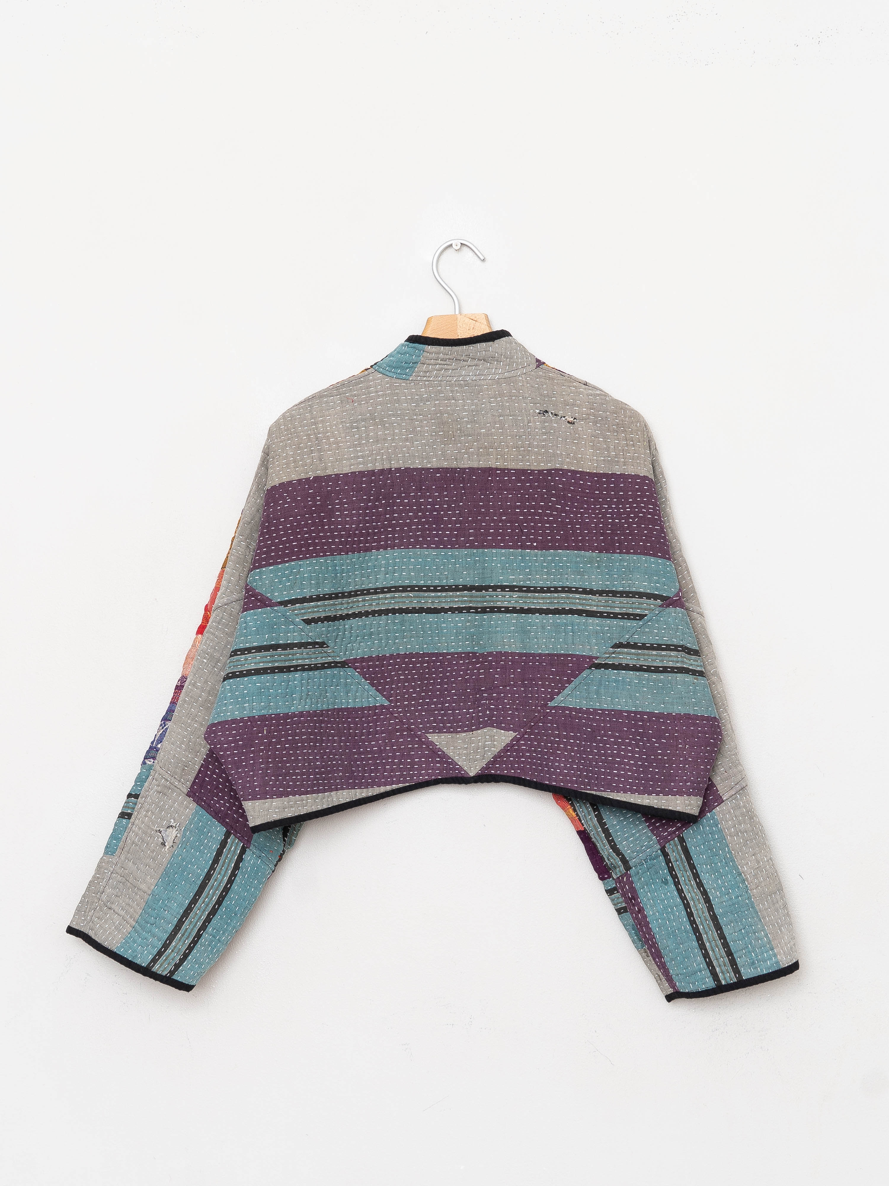 The Kaira Cropped Quilted Patchwork Kantha Jacket