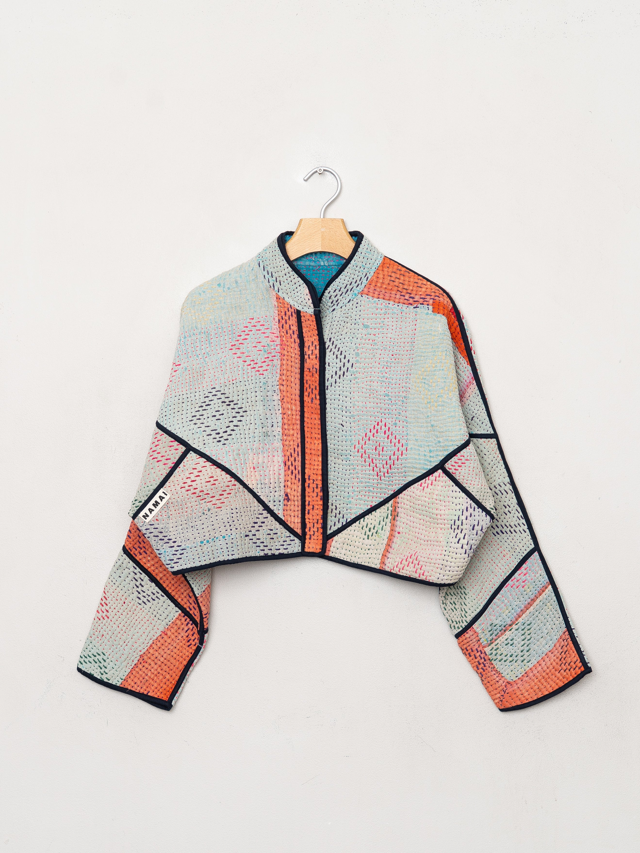 The Kaira Cropped Quilted Patchwork Kantha Jacket