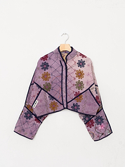 The Kaira Cropped Suzani Quilted Kantha Jacket