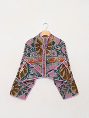 The Kaira Cropped Suzani Quilted Kantha Jacket