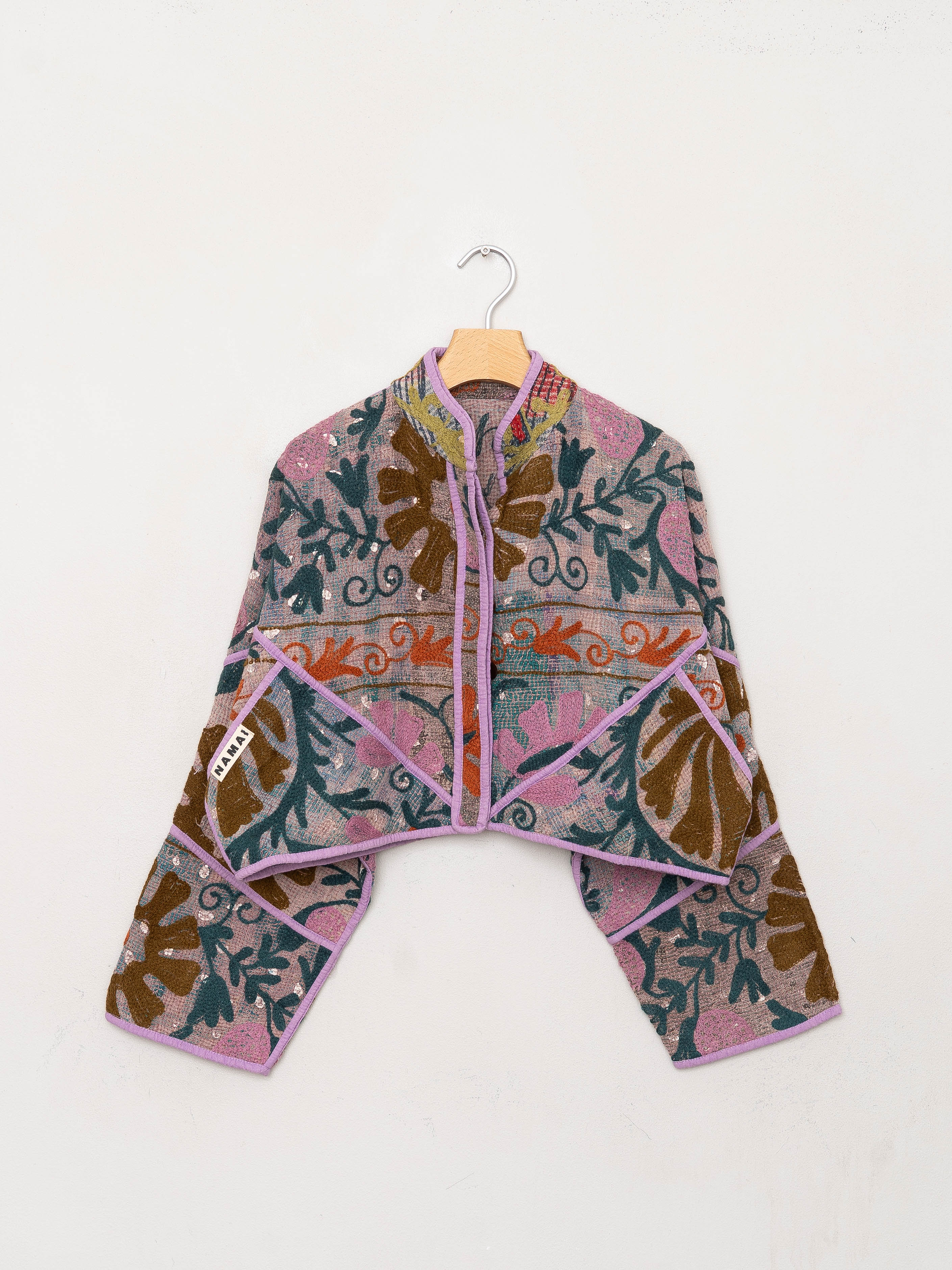 The Kaira Cropped Suzani Quilted Kantha Jacket