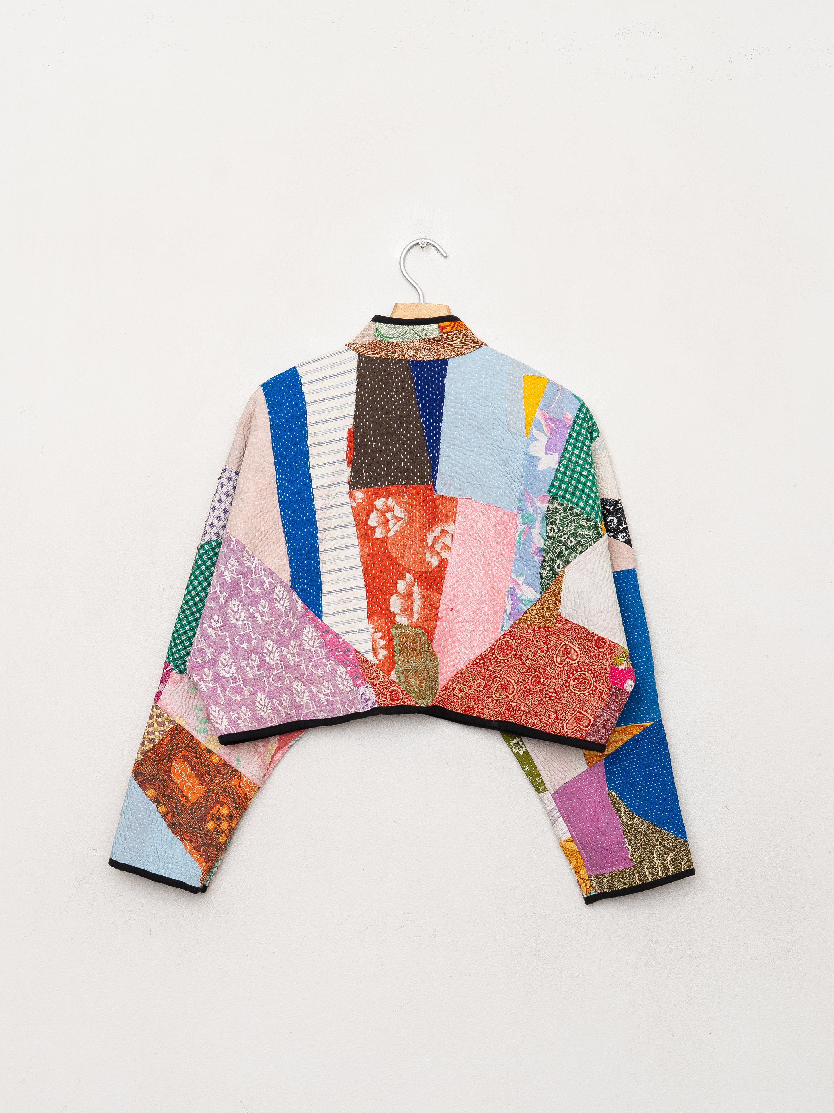 The Kaira Cropped Quilted Patchwork Kantha Jacket