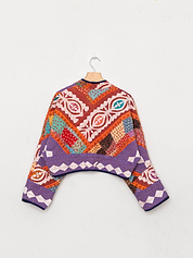 The Kaira Cropped Suzani Cut Out Kantha Jacket