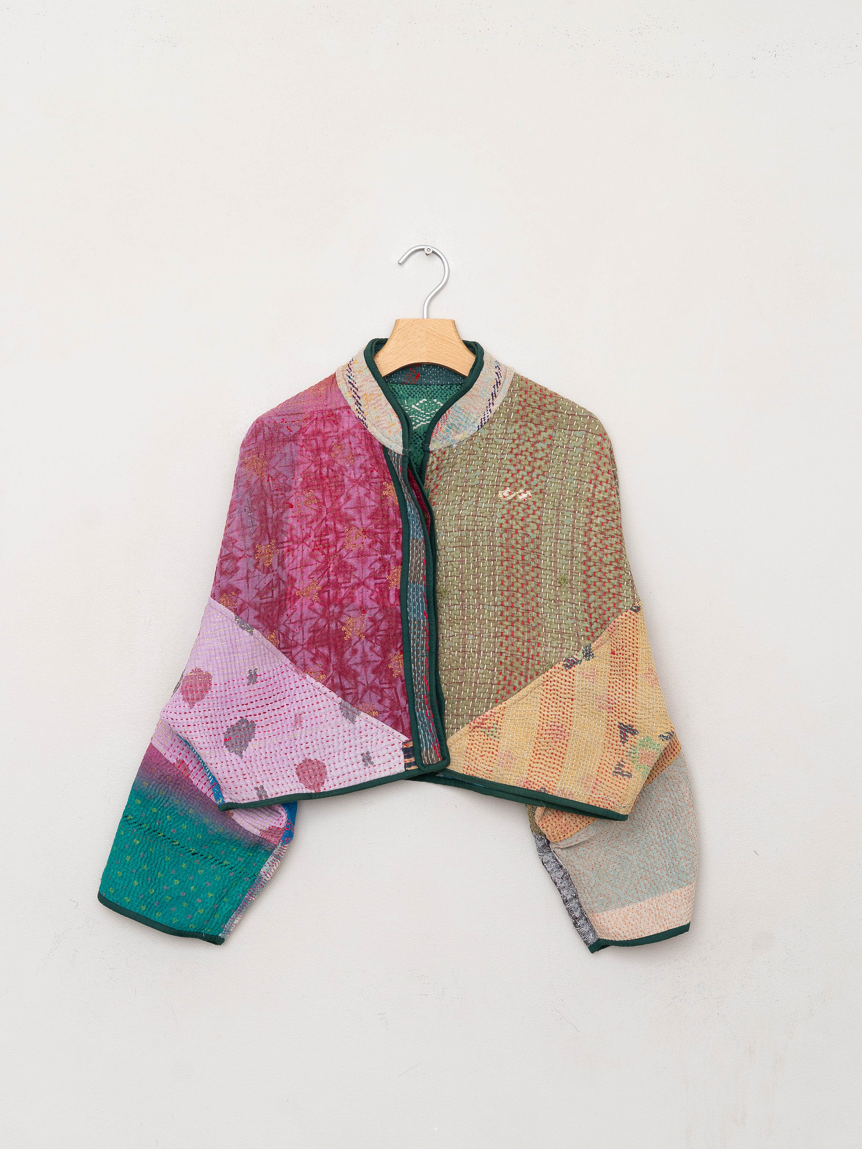 The Kaira Cropped Suzani Quilted Kantha Jacket
