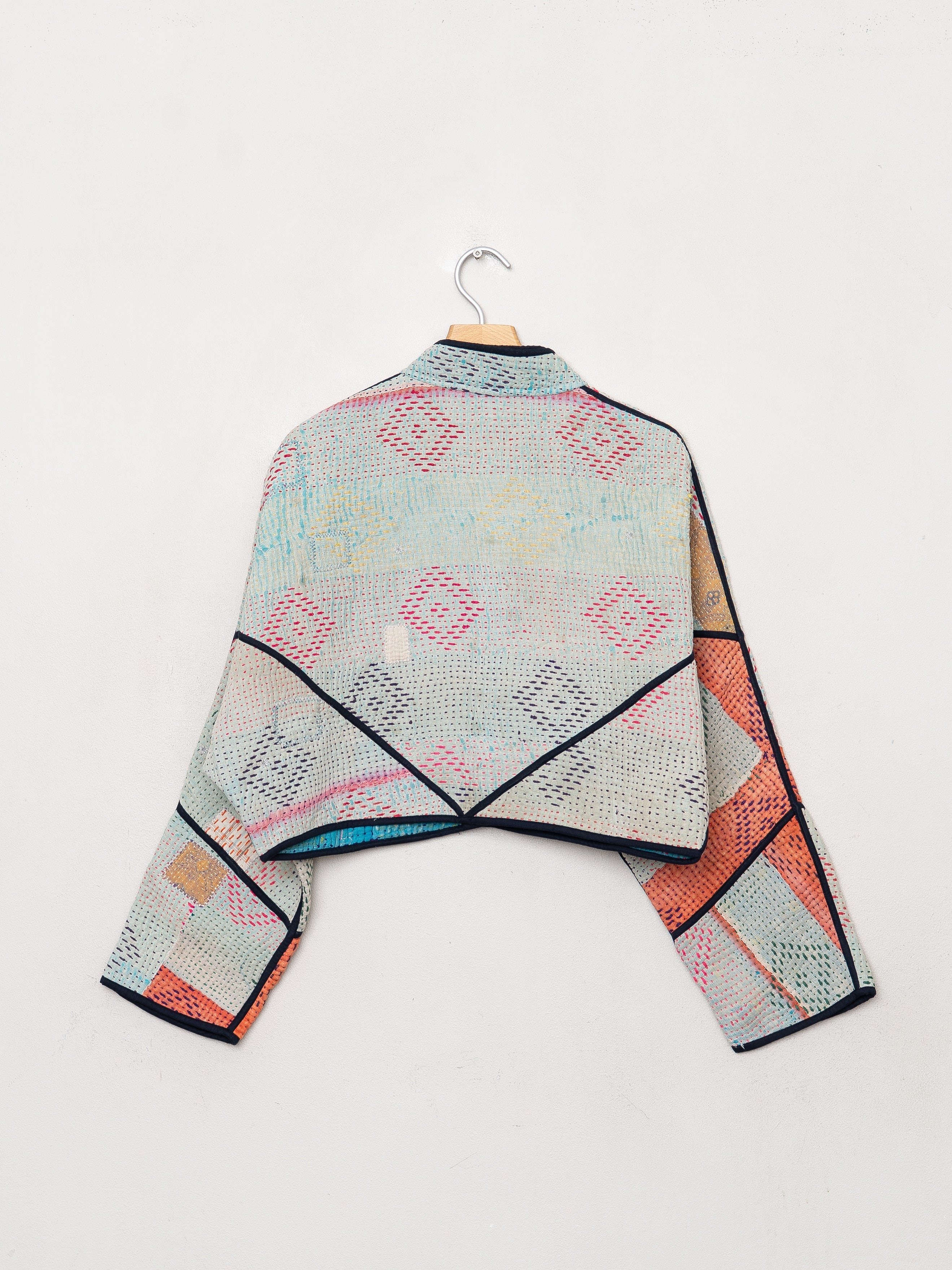 The Kaira Cropped Quilted Patchwork Kantha Jacket
