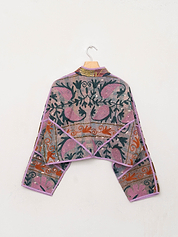The Kaira Cropped Suzani Quilted Kantha Jacket