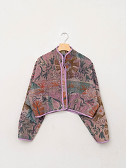 The Kaira Cropped Suzani Quilted Kantha Jacket