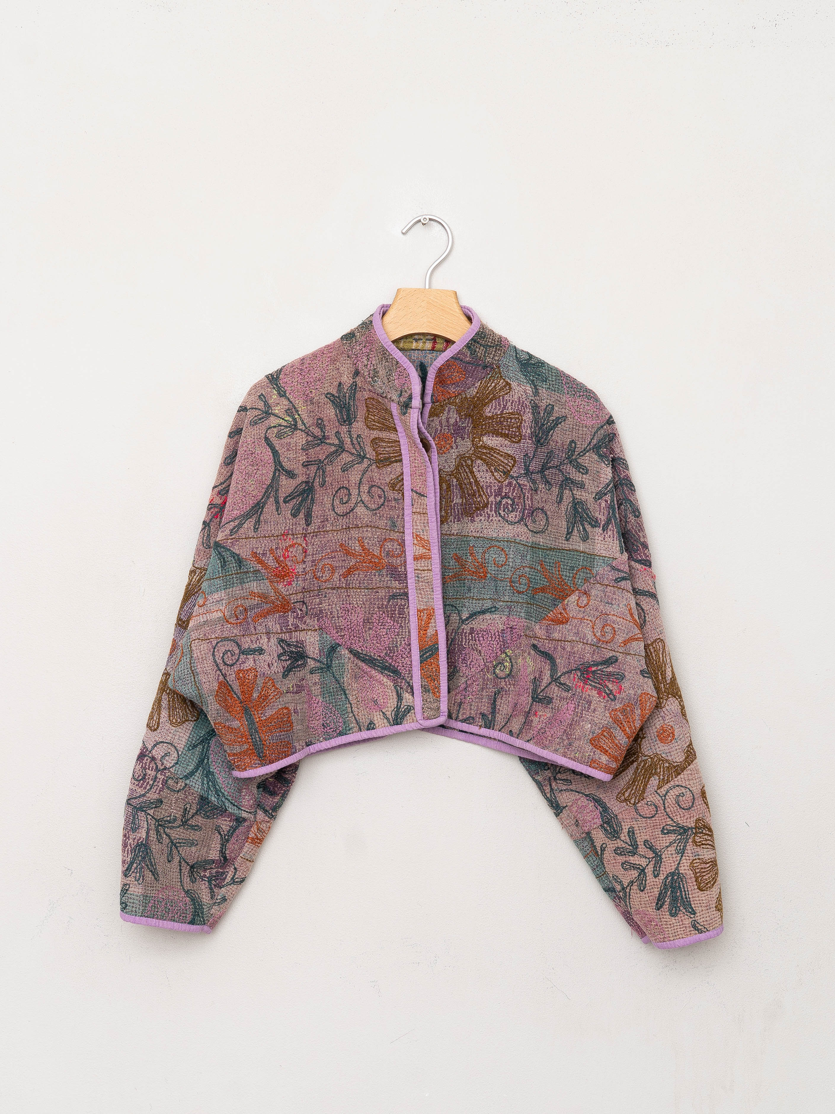 The Kaira Cropped Suzani Quilted Kantha Jacket