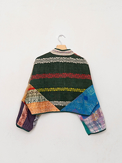 The Kaira Cropped Suzani Quilted Kantha Jacket