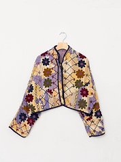 The Kaira Cropped Suzani Quilted Kantha Jacket