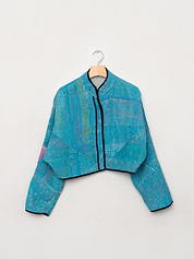 The Kaira Cropped Quilted Patchwork Kantha Jacket
