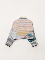 The Kaira Cropped Quilted Patchwork Kantha Jacket