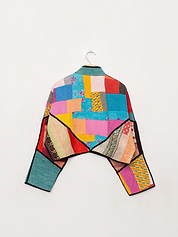 The Kaira Cropped Quilted Patchwork Kantha Jacket