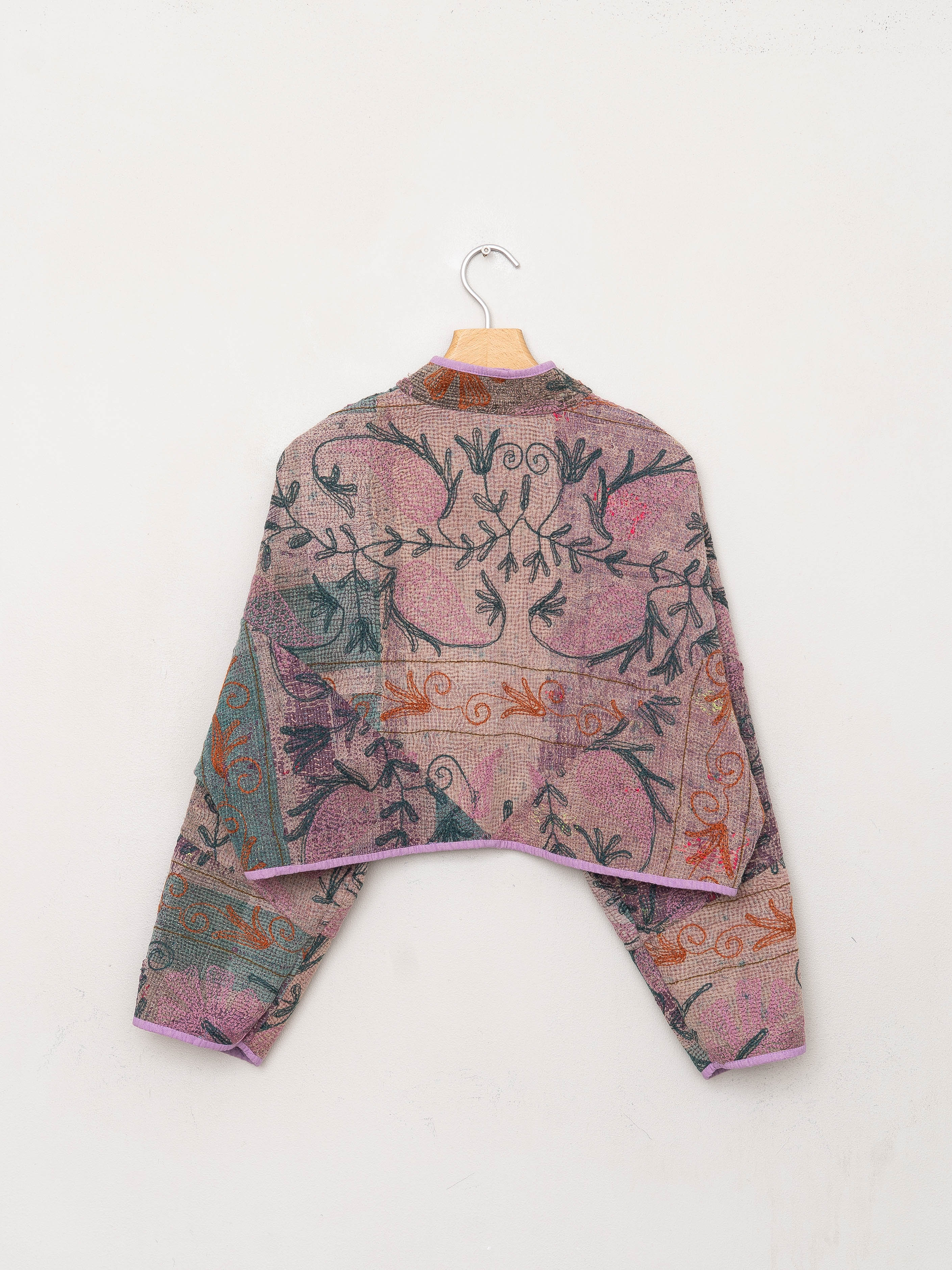 The Kaira Cropped Suzani Quilted Kantha Jacket