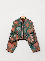 The Kaira Cropped Suzani Quilted Kantha Jacket