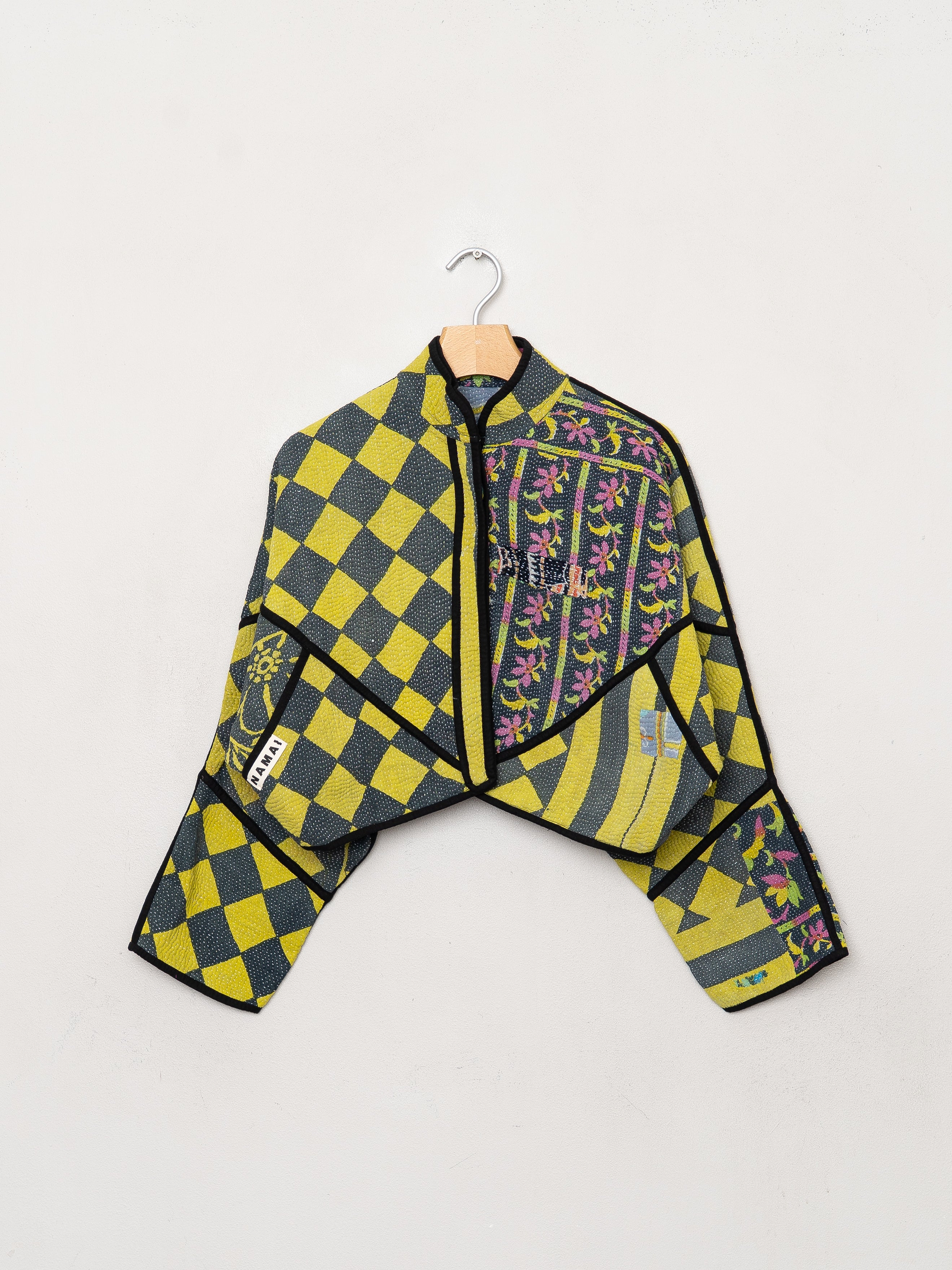 The Kaira Cropped Quilted Patchwork Kantha Jacket