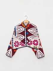 The Kaira Cropped Suzani Cut Out Kantha Jacket
