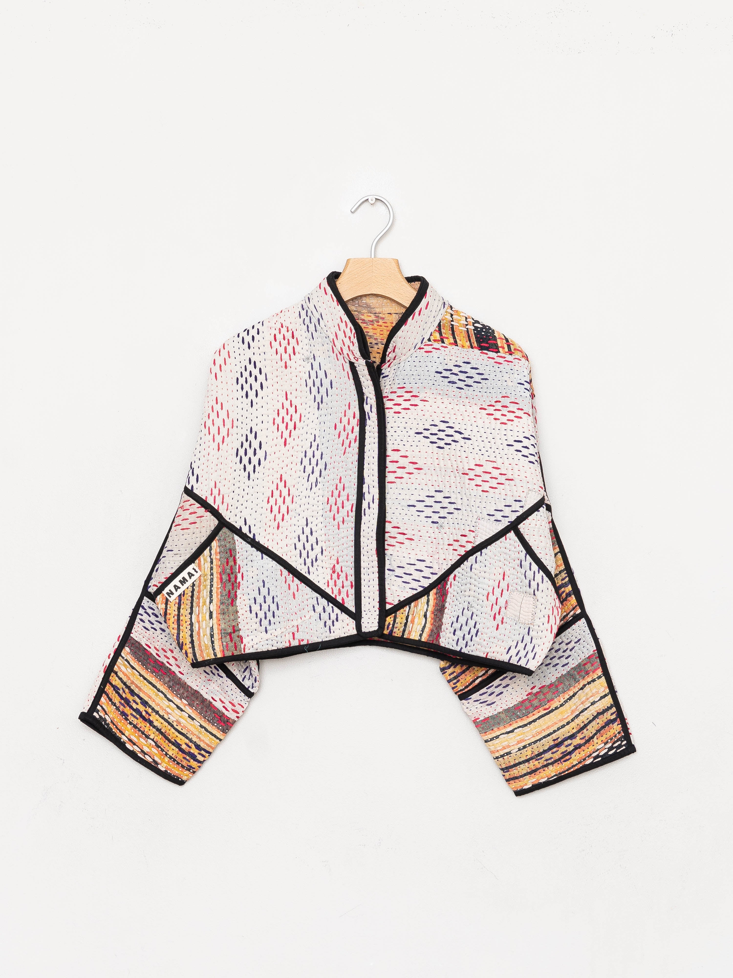 The Kaira Cropped Quilted Patchwork Kantha Jacket