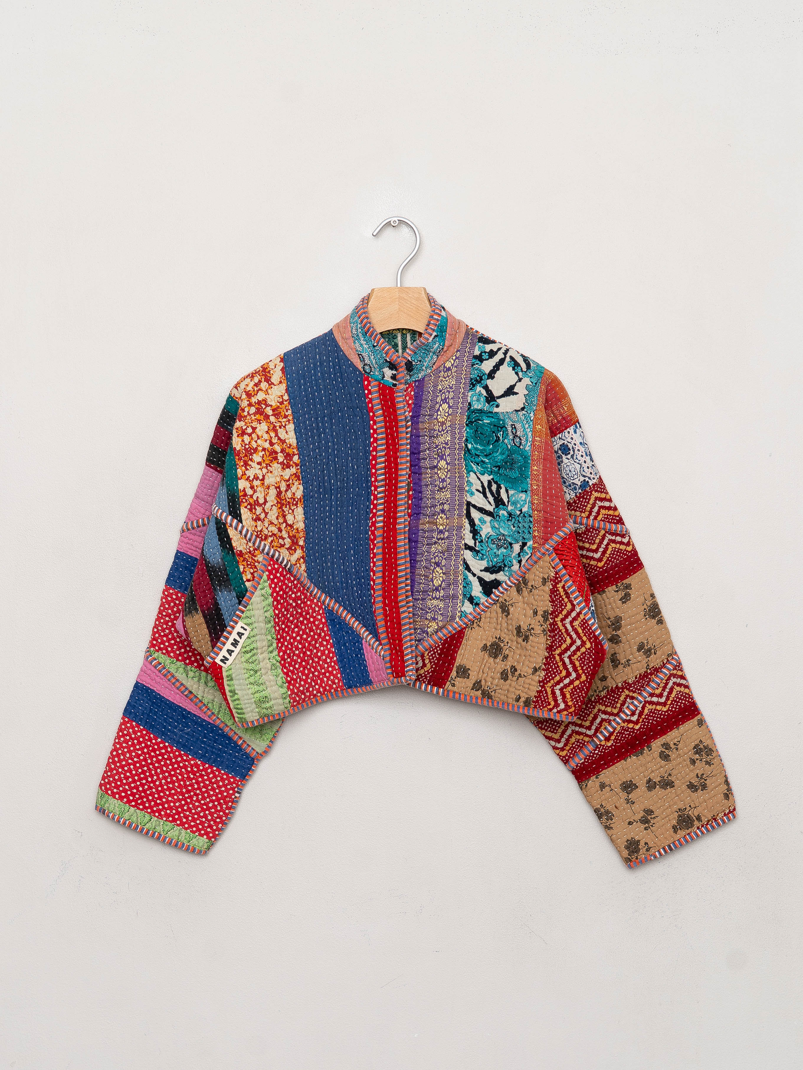 The Kaira Cropped Quilted Patchwork Kantha Jacket