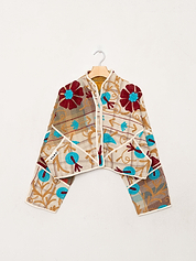 The Kaira Cropped Suzani Quilted Kantha Jacket