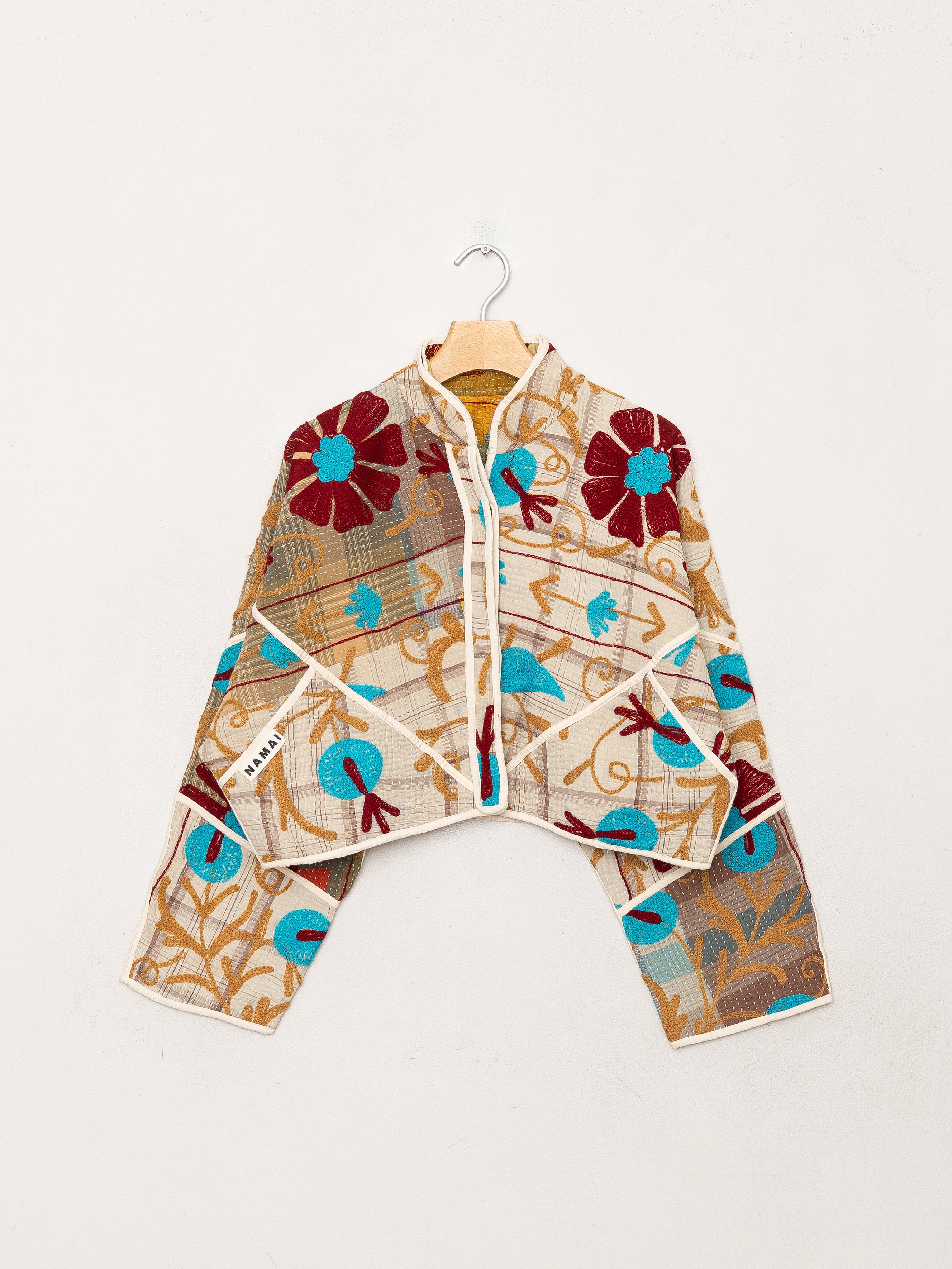 The Kaira Cropped Suzani Quilted Kantha Jacket